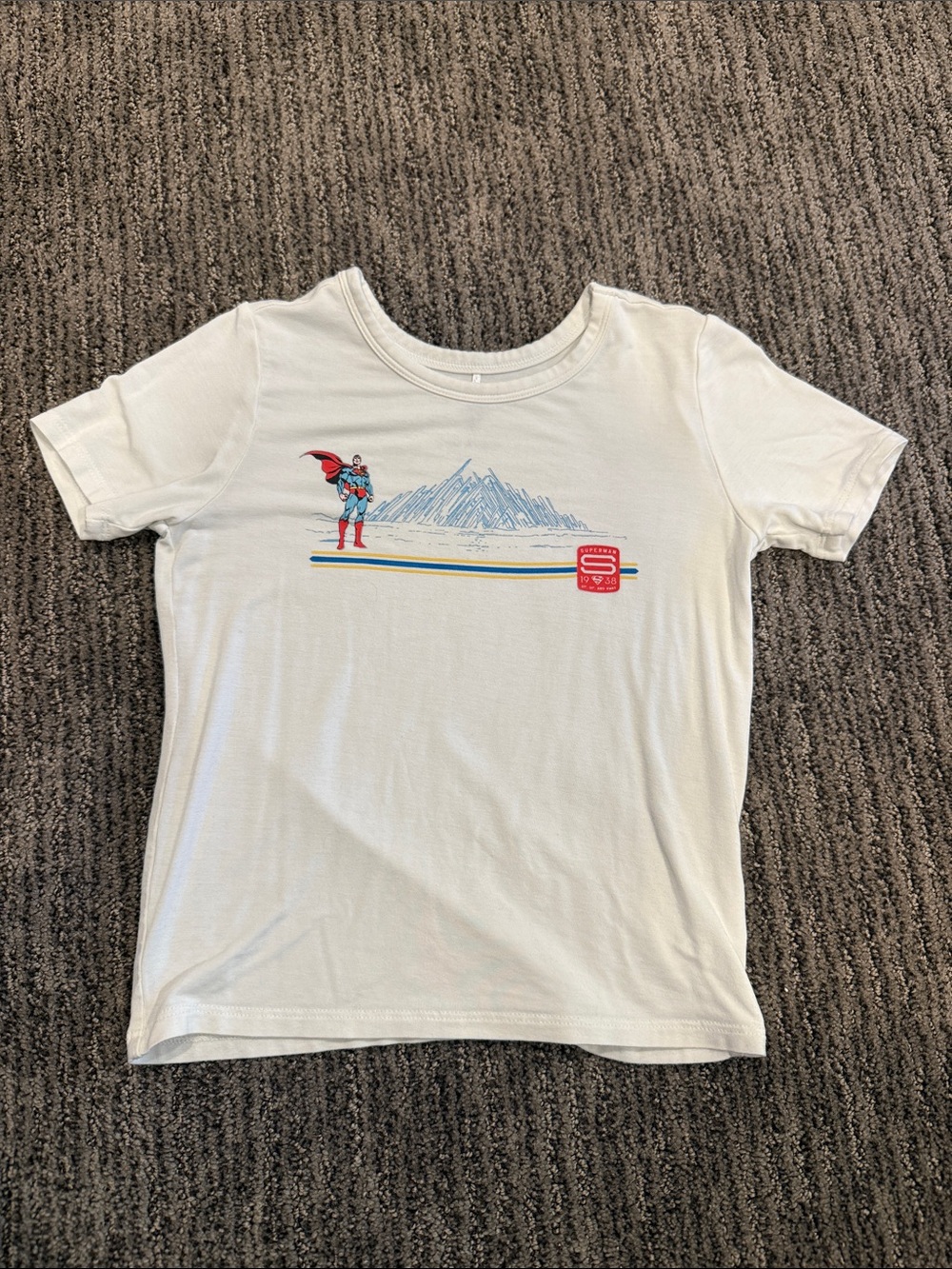 Posh Peanut White Kids Superhero Tee with Red and Blue Accents